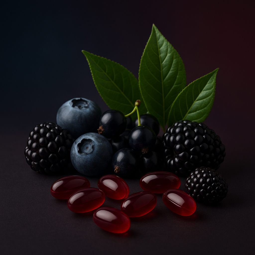 Array of antioxidants supplements supporting health and well-being