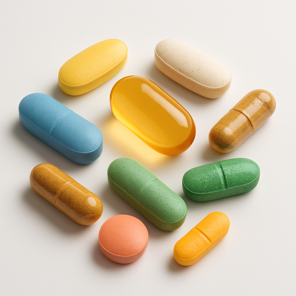 Collection of Blended Vitamin & Mineral Supplements in bottles and packs