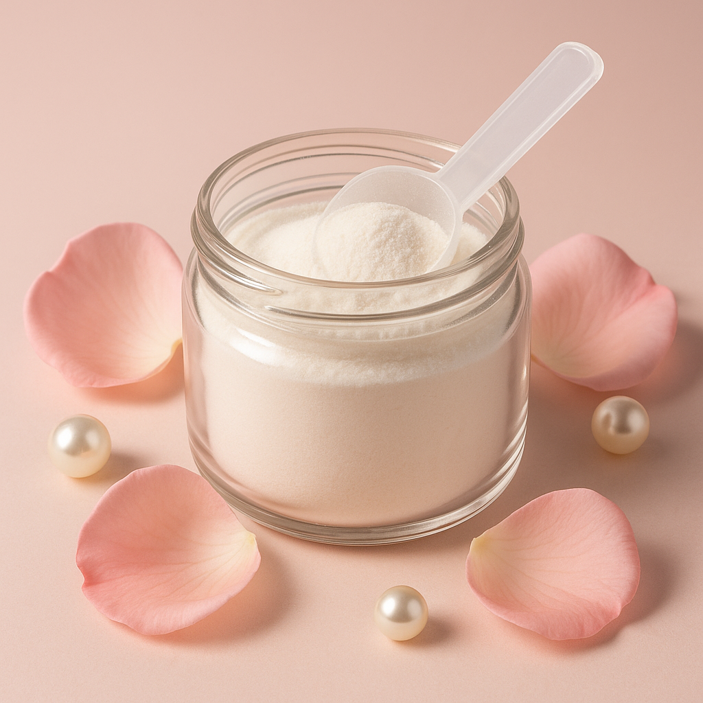 Collagen supplements displayed, showcasing various health benefits
