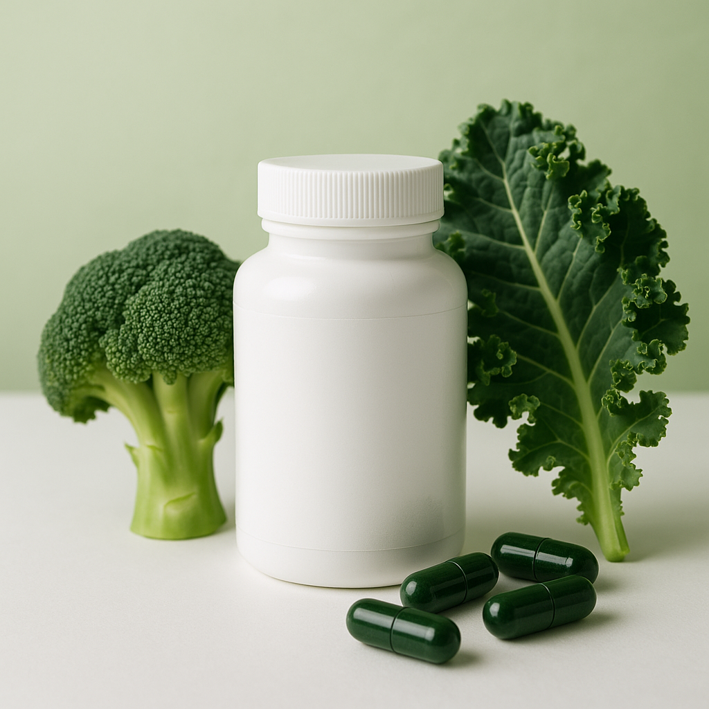 Bottles of DIM Supplements arranged on a shelf promoting natural hormonal balance