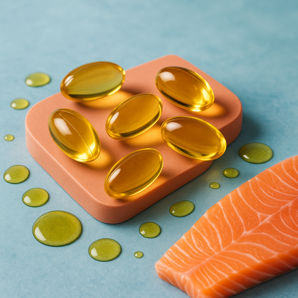 Bottles of essential fatty acids supplements for health support