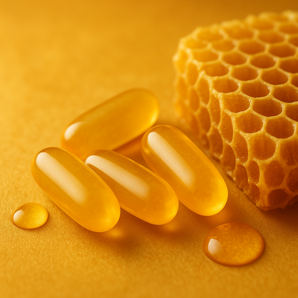 Royal Jelly jars and supplements displayed for natural wellness