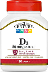 21st Century Vitamin D3 2000 IU tablet front view