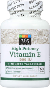 365 by Whole Foods Market High Potency Vitamin E softgels front view