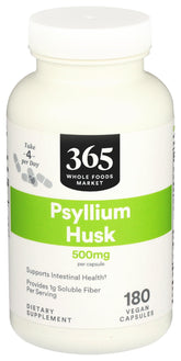 365 by Whole Foods Market Psyllium Husk 500mg bottle front view