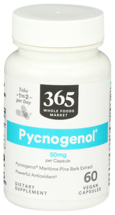 365 by Whole Foods Market Pycnogenol maritime pine bark extract 60 capsules front view