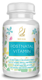 ACTIF Postnatal Vitamins front view with organic ingredients