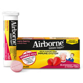 Airborne daily wellness Support Effervescent Tablets front view with packaging