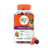 Align Probiotics + Fiber Gummies bottle front view with strawberry kiwi and blackberry flavour