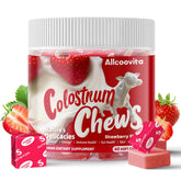 Allcoovita Colostrum Chews strawberry flavour front view