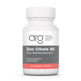 Allergy Research Group Zinc Citrate 50mg capsule bottle front view