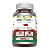 Amazing Nutrition Iron Supplement 130mg Ferrous Sulfate front view