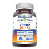 Amazing Nutrition Vitamin D3 5000 IU with K2 100 Mcg supplement bottle front view
