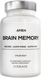 Amen Brain Memory supplement bottle front view with 30 capsules