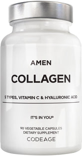 Amen Collagen Supplement front view with capsule bottle