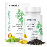 AROMAVITA Organic Oregano Oil & Black Seed Oil Softgels front view