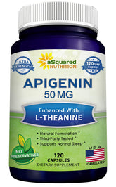aSquared Nutrition Apigenin and L-Theanine Sleep Supplement bottle front view