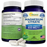 aSquared Nutrition Magnesium Citrate 200 capsules bottle front view