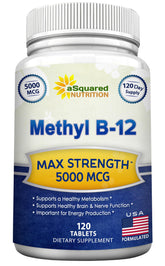 aSquared Nutrition Vitamin B12 Methyl 5000mcg 120 Tablets front view