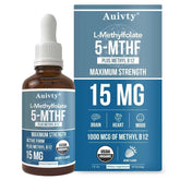 Auivty Methyl Folate + B12 Drops 1000 mcg front view