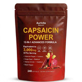 Aurivita Natural Capsaicin Softgels 240 capsules front view