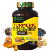 AyBet Turmeric Curcumin Ginger & Black Seed Oil Capsules front view