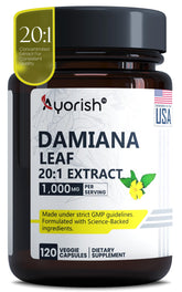 Ayorish Damiana Capsules 120 count bottle front view