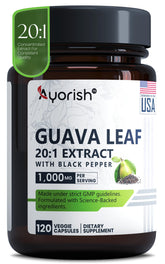 Ayorish Guava Leaf Extract Capsules 120 count bottle front view