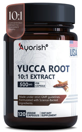 Ayorish Yucca Root Capsules 500mg front view with label