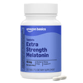 Basics Extra Strength Melatonin Tablets front view with packaging
