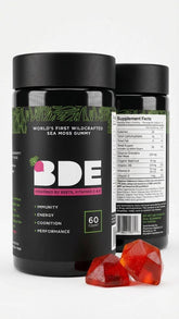 BDE Sea Moss Gummies front view with packaging