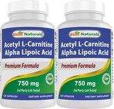 Best Naturals Acetyl L-Carnitine 750mg 120 Capsules front view