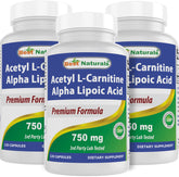 Best Naturals Acetyl L-Carnitine 750mg 120 Capsules front view