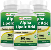 Best Naturals Alpha Lipoic Acid 200mg 120 Capsules front view