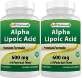 Best Naturals Alpha Lipoic Acid 600mg capsules front view