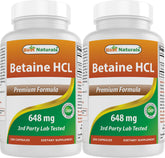 Best Naturals Betaine HCL Capsules 250 count bottle front view