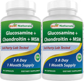 Best Naturals Glucosamine Chondroitin MSM Supplements 90 Capsules front view