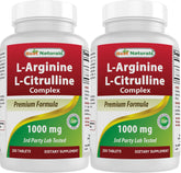Best Naturals L-Arginine L-Citrulline Complex 1000mg 250 Tablets front view