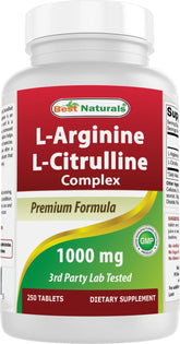 Best Naturals L-Arginine L-Citrulline Complex 1000mg bottle front view