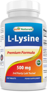 Best Naturals L-Lysine 500mg 250 Tablets front view