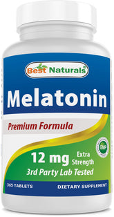 Best Naturals Melatonin 12 mg 365 tablets front view