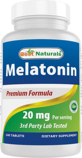 Best Naturals Melatonin 20mg 240 Tablets front view