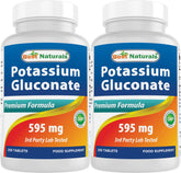 Best Naturals Potassium Gluconate 595mg 250 Tablets front view