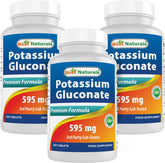 Best Naturals Potassium Gluconate 595mg supplement bottle front view