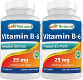 Best Naturals Vitamin B-6 25mg 250 Tablets front view