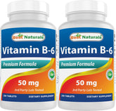 Best Naturals Vitamin B-6 50mg 250 Tablets front view