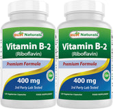 Best Naturals Vitamin B2 Capsules front view with label