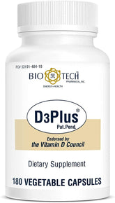 Bio-Tech Pharmacal D3Plus Vitamin D3 5000 IU supplement front view