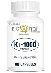 Bio-Tech Pharmacal K1-1000 Vitamin K1 100 Capsules front view