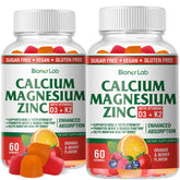 BionerLab Calcium Magnesium Zinc Gummies front view with packaging